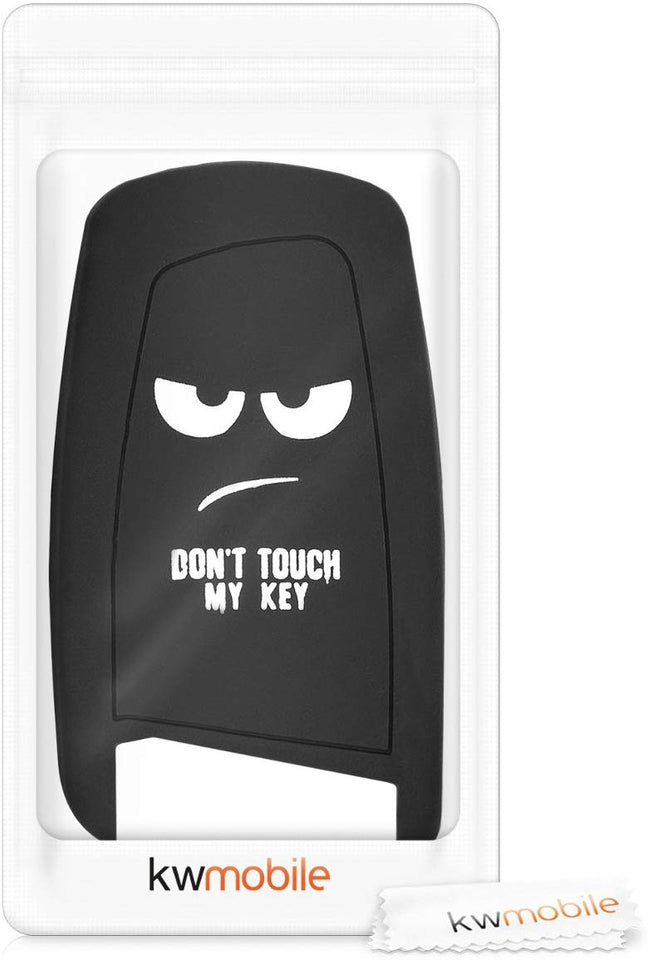 kwmobile Funda compatible con llave con control remoto de 3 botones para coche BMW (solamente Keyless Go) - Carcasa protectora suave de silicona - diseño Don't touch my Key