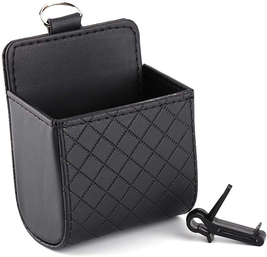 Yosoo Coche Auto Respaldo Interior Aire Ventilación Celular Organizador Bolsa Bolsa Caja Almacenamiento ordenado Moneda Bolso Estuche con Gancho (Negro)