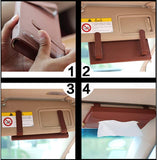 eJiasu Kleenex Coche Titular, Caja Pañuelos Coche Premium PU Cuero Auto Car Visera y Asiento Trasero Accesorios Papel Tissue Box(Negro)