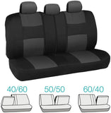 BDK OS309CC - Funda de Asiento para Coche, Color Gris carbón, polipro, fácil de Envolver, Dos Tonos de Acento para Coche, Banco Dividido