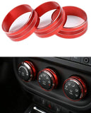 Danti - 3 Piezas de Cubierta de botón de Aire Acondicionado de Audio para decoración de Jeep Wrangler JK JKU Compass Patriot 2011-2018, Rojo
