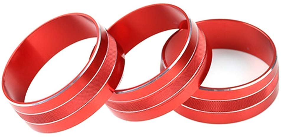 Danti - 3 Piezas de Cubierta de botón de Aire Acondicionado de Audio para decoración de Jeep Wrangler JK JKU Compass Patriot 2011-2018, Rojo