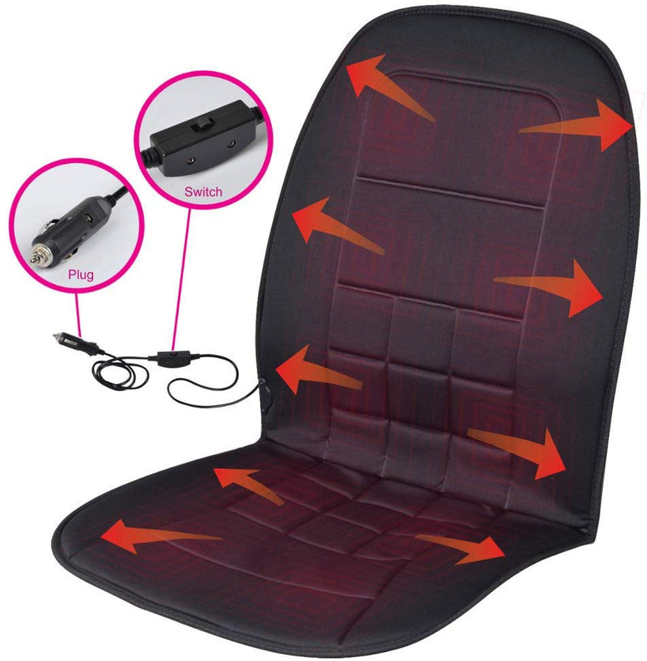 BDK SC-056 Calentador de viaje – Cojín de asiento climatizado, 12 voltios, acolchado térmico para coche, SUV, furgoneta, camión y silla de oficina
