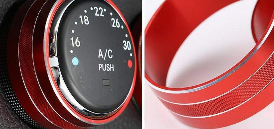 Danti - 3 Piezas de Cubierta de botón de Aire Acondicionado de Audio para decoración de Jeep Wrangler JK JKU Compass Patriot 2011-2018, Rojo