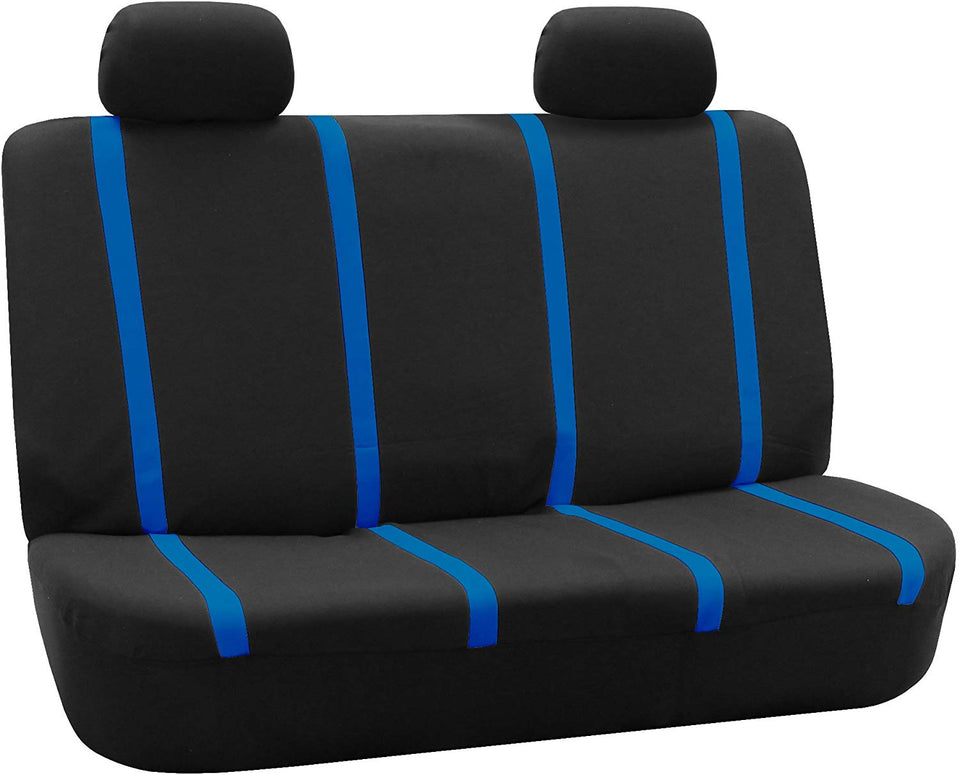 FH GROUP FB032BLUE114 Blue Unique Flat Cloth Car Seat Cover (w. 4 Detachable Headrests and Solid Bench)