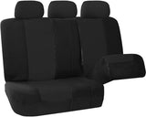 FH GROUP FB051BLACK115 Black Rear Split Flat Cloth Seat Cover (Multifunctional Airbag Compatible Full Set)