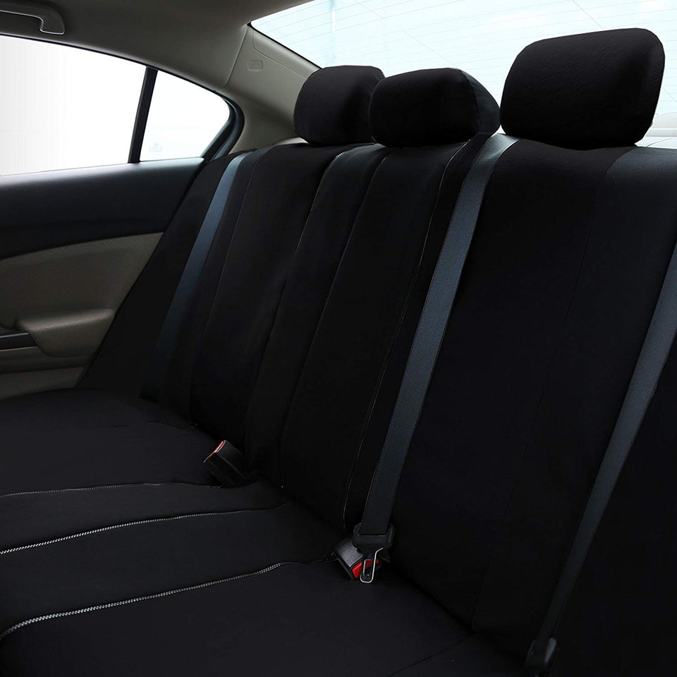 FH GROUP FB051BLACK115 Black Rear Split Flat Cloth Seat Cover (Multifunctional Airbag Compatible Full Set)