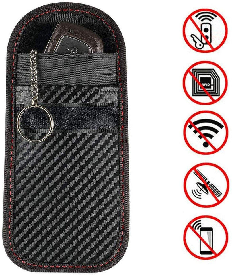 Bolsa de Bloqueo de señal, Charlemain Bloqueador de Señal del Coche, Key Fob Protector Mejorada para Llaves/Tarjetas de crédito/ID/Banco/NFC/RFID(Rojo Carbon)