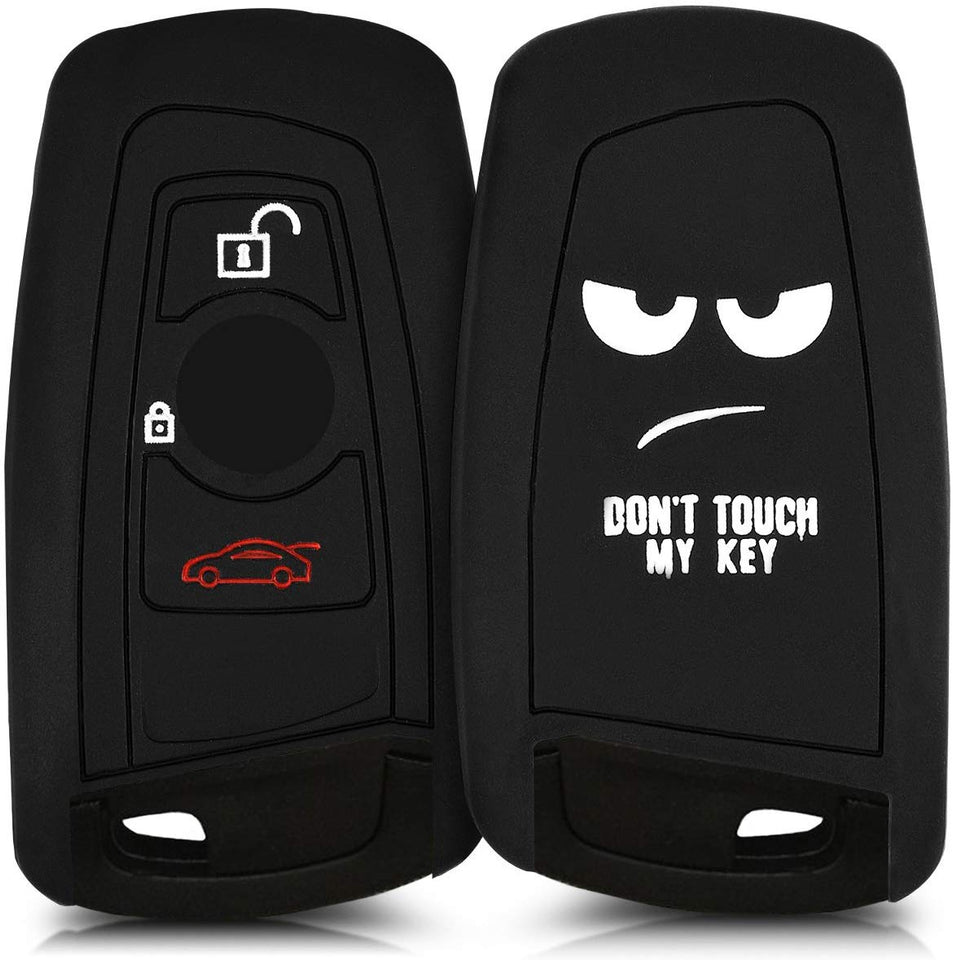 kwmobile Funda compatible con llave con control remoto de 3 botones para coche BMW (solamente Keyless Go) - Carcasa protectora suave de silicona - diseño Don't touch my Key