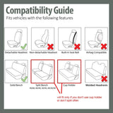 FH GROUP FB032BLUE114 Blue Unique Flat Cloth Car Seat Cover (w. 4 Detachable Headrests and Solid Bench)