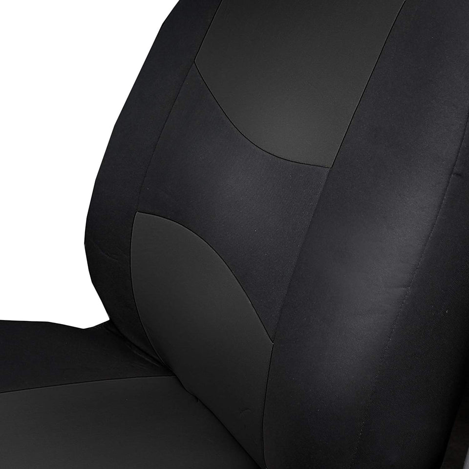 FH GROUP FB051BLACK115 Black Rear Split Flat Cloth Seat Cover (Multifunctional Airbag Compatible Full Set)