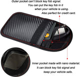 Bolsa de Bloqueo de señal, Charlemain Bloqueador de Señal del Coche, Key Fob Protector Mejorada para Llaves/Tarjetas de crédito/ID/Banco/NFC/RFID(Rojo Carbon)